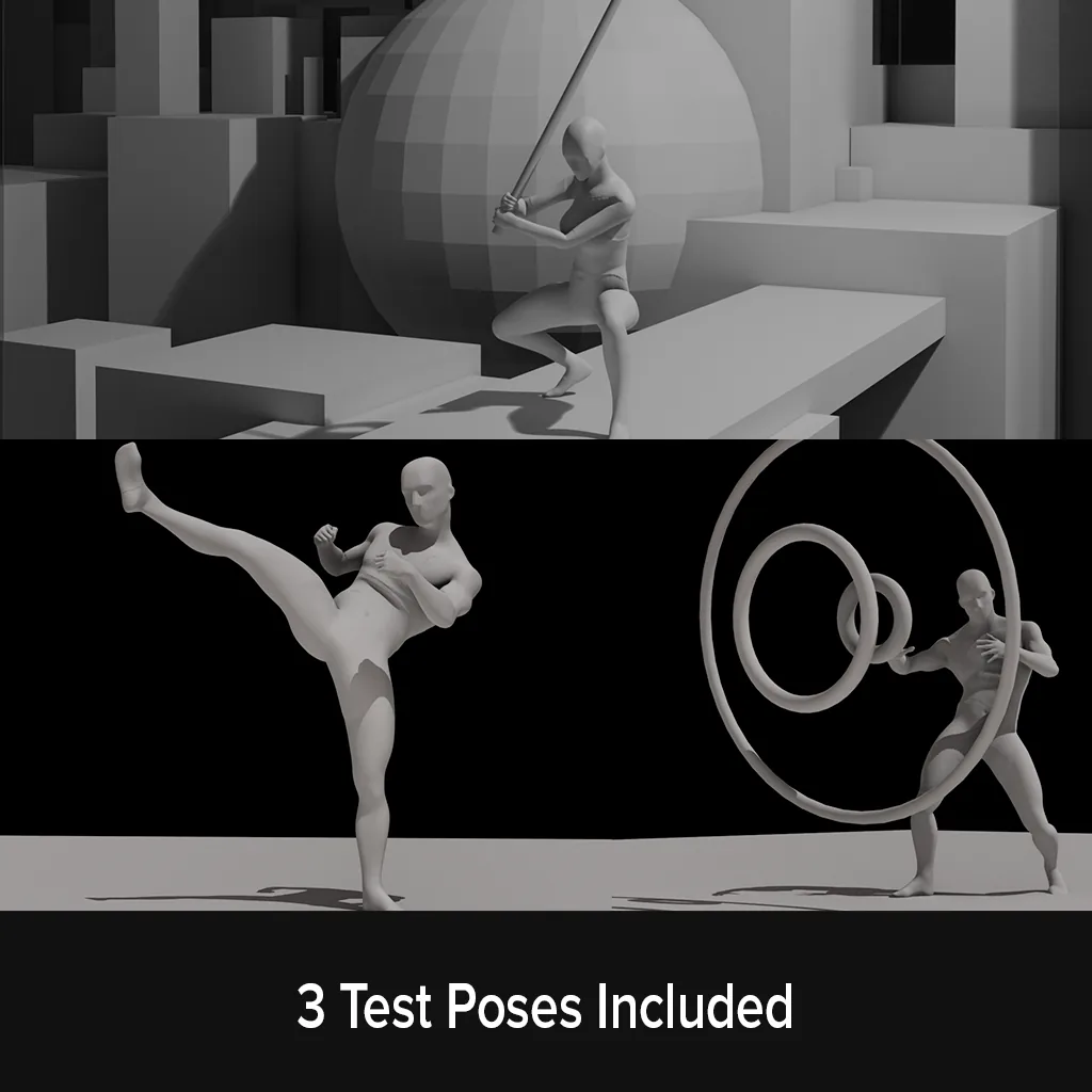 Grey Blender test poses included with the course