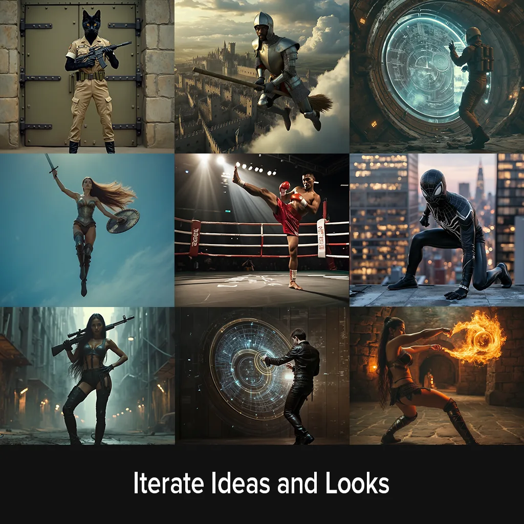Grid of characters iterated in different styles and settings