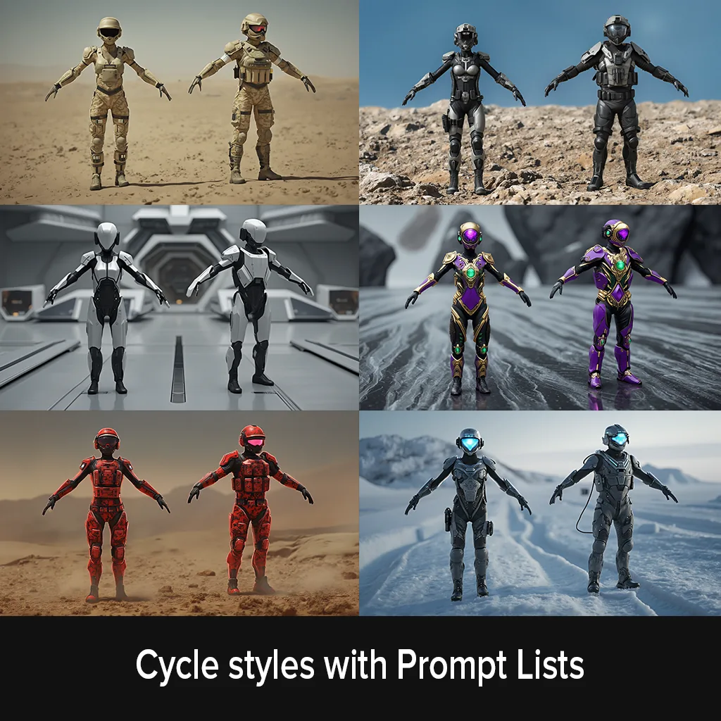Soldier figures restyled with prompt lists