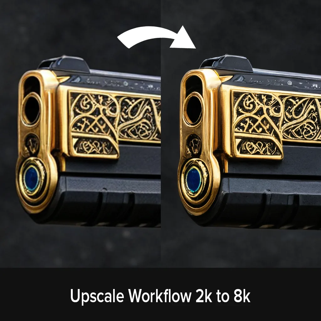 Before and after of the upscale workflow from 2k to 8k